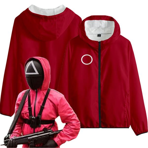 

women's hoodies & sweatshirts game squid round six korean films 456/218/067/199/001 printing with zip per hoodies winter man/woman stre, Black