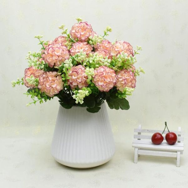 

decorative flowers & wreaths 2 pcs\lot 5 heads silk hydrangea flower branch fake peony artificial bouquet for festival supplies home table d
