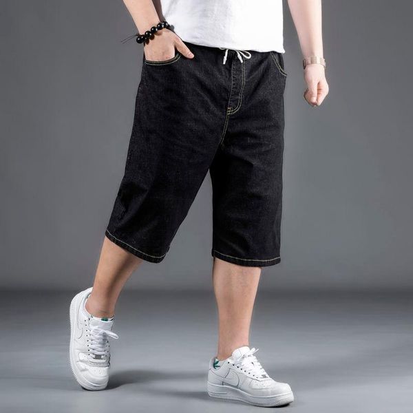 

men's jeans oversized denim shorts loose capris summer 5, Blue