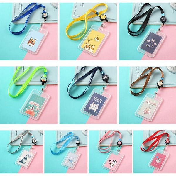 

card holders cartoon plastic bus id holder case badge retractable reel neck strap lanyard, Brown;gray