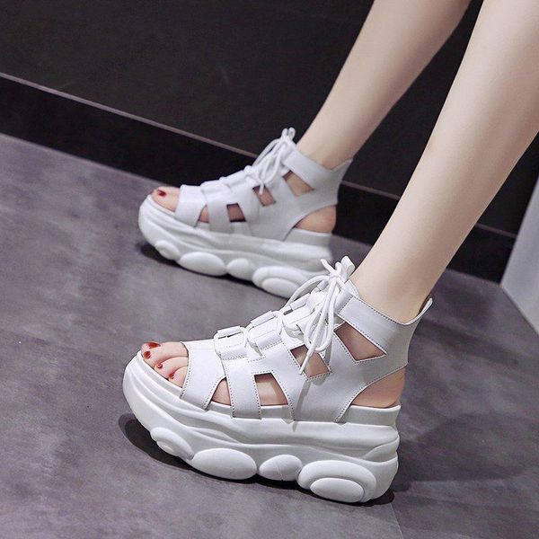 

sandals platform women 2021 chunky super high heels white summer fashion transparent diamond wedge rhinestone, Black