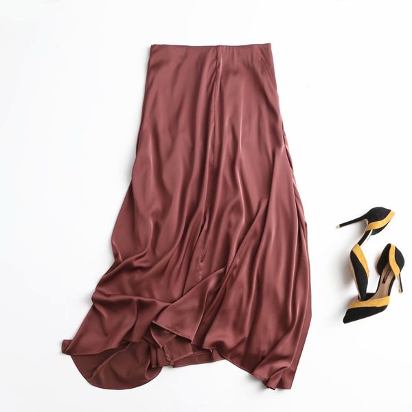 

2021 new fashion skirt pure color satin spring summer skirts for women 8m8p, Black