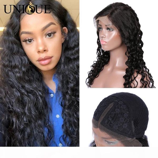 

brazilian loose deep wave lace front human hair wigs lace part wig unique hair 13x4 front wigs for black women, Black;brown