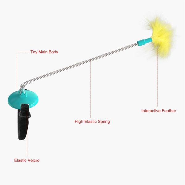 

cat toys 2021 teaser wand metal wire spring toy with sucker rod interactive tease 1 pcs