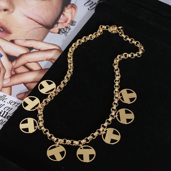 

pendant necklaces round hollow personality trendy thick chain necklace, Silver