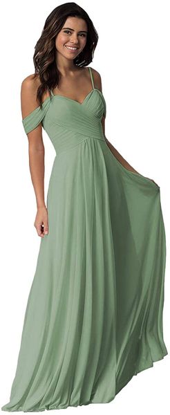 

women's long off shoulder chiffon wedding bridesmaid dresses, White;pink