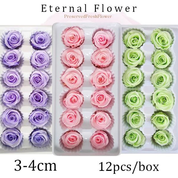 

12pcs high-end preserved flowers immortal rose flower mothers day eternal life flower material gift box wholesale decor