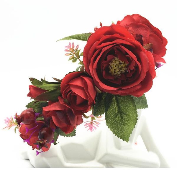 

big rose flower crown bride wedding party hair accessories girl flower wreath headband floral garlands women headdress o qyliqd