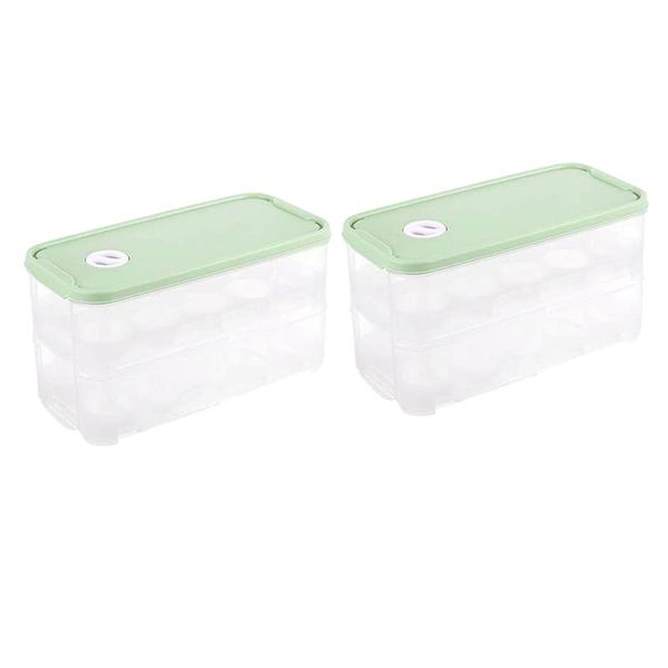 

2 pack kitchen storage egg container for refrigerator,storage organizer egg tray box, combinable2-layer holder