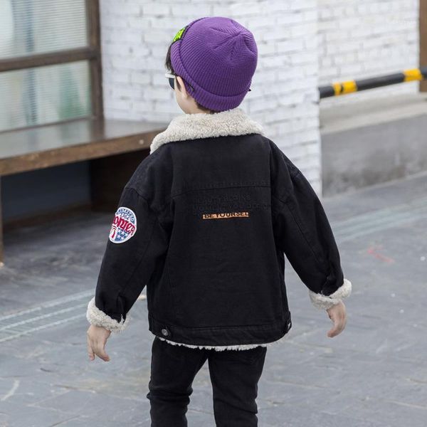 

jackets boys coats outwear 2021 lapel jean plus velvet thicken warm winter autumn fleece cotton christmas gifts children's c1, Blue;gray