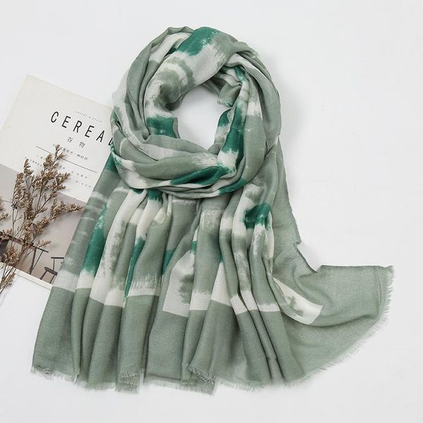 Sciarpa in cotone da donna Lungo Foulard stampato stampato inchiostro morbido e tintura spiaggia hijab scialli e avvolgimenti femmina scialli foulard echarpe