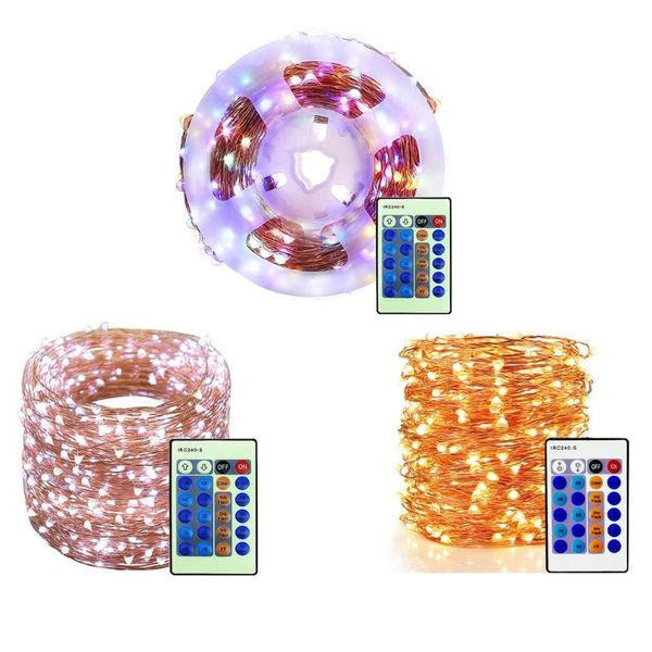 

remote control copper wire lamp 24-key led string light christmas decoration colored light holiday lamp