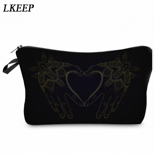 

2019 love heart pattern women clutch cosmetic bag make up organizer fashion women printing multifunction portable makeup bags e7sl#
