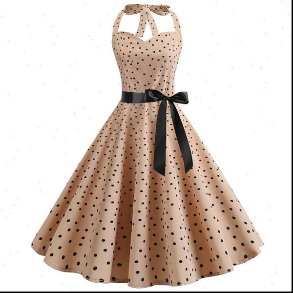 

summer dress 2021 vintage rockabilly party dress 50s 60s big swing polka dot pinup women audrey hepburn dress vestidos, Black;gray