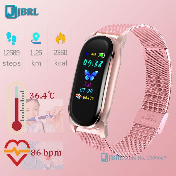 

temperature smart watch women men smartwatch fitness tracker bluetooth-compatible smart clock for android ios sport smart-watchg, Slivery;brown