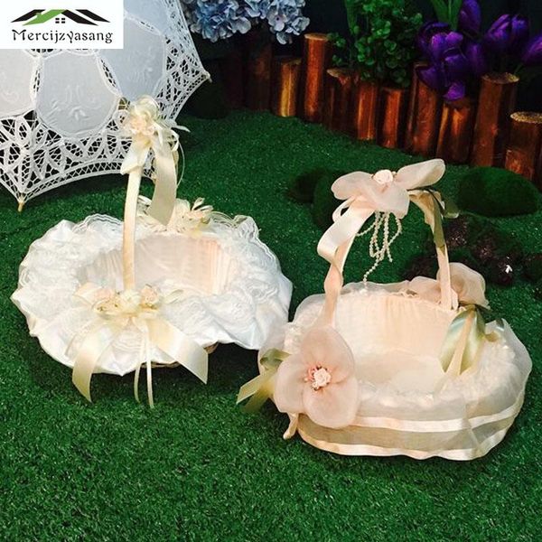 

vases flower bridesmaid baskets table rattan vase lace wedding shopping sprinkle basket for home/wedding decoration g093