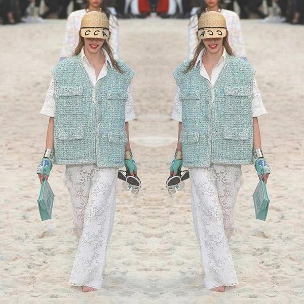 

women's vests beach series women winter jacked mint green chaleco mujer tweed for customize plus size 5xl 6xl chalecos para, Black;white