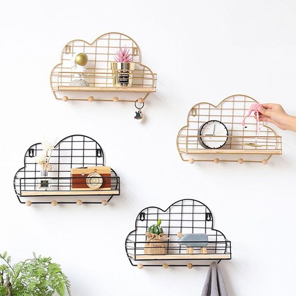 

other home decor cloud shaped wall mounted shelf metal wire rack storage unit with hooks key basket hanger decorative living room