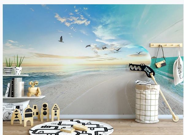 

simple and fresh 3d murals wallpaper for living room 3d sea sky landscape wallpapers background wall