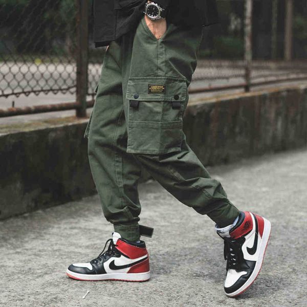 

men's pants pant arrival cotton pockets full length men ins overalls trousers ul elastic waist army ev49, Black