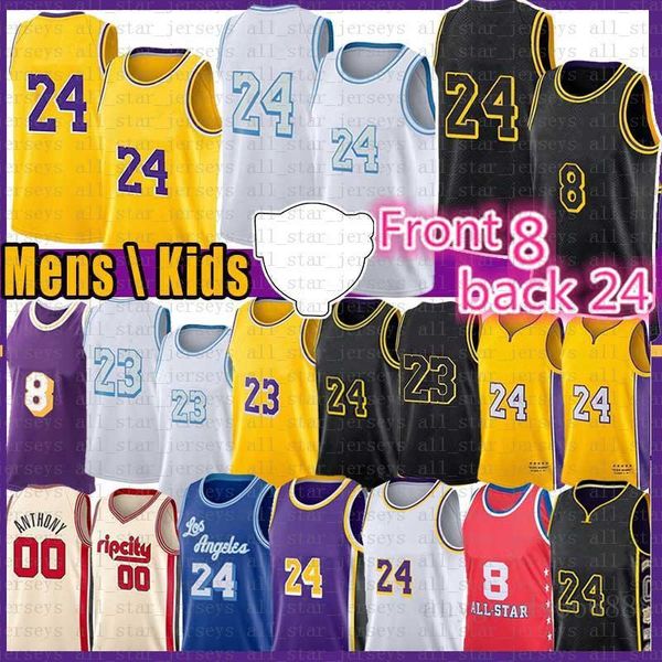 

los 2021 new angeles basketball jersey 23 8 6 anthony 3 kyle shaquille 34 32 ncaa mens ivory, Black;red
