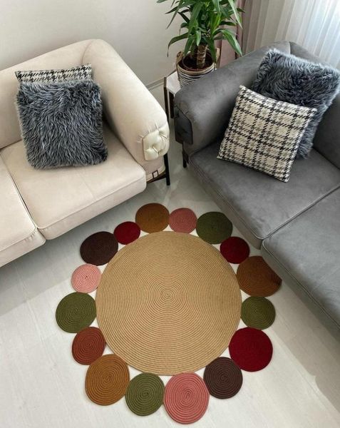 

carpets naturel geometric jute turkish handmade rug for home living room modern bedroom carpet kids knit mats decor