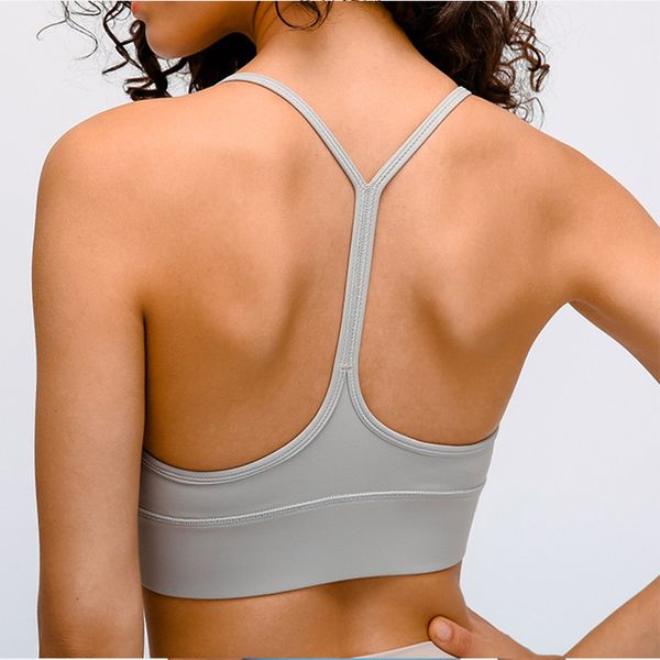 

y-type yoga fitness bra crop women push up soild workout gym brassiere sports bras with removable pads yoga top, White;red