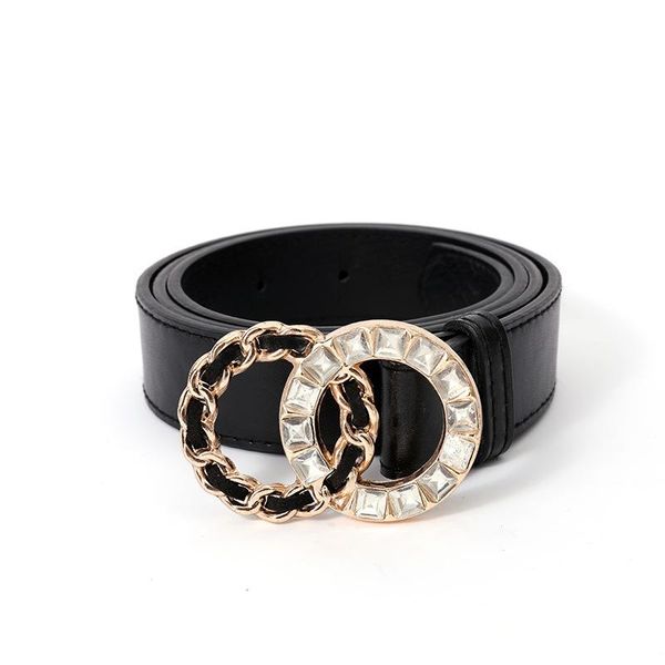 

belts double circle ring buckle belt for women pu leather student casual vintage fashion all-match luxury designer goth waistband, Black;brown