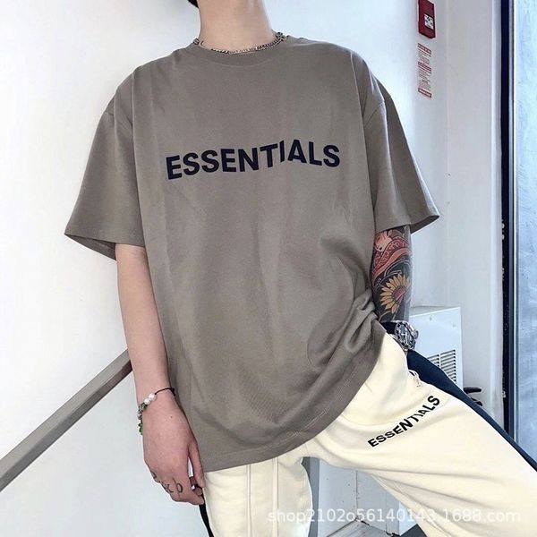 

fear of god double line essentials short sleeve fog high street loose t-shirt, White;black