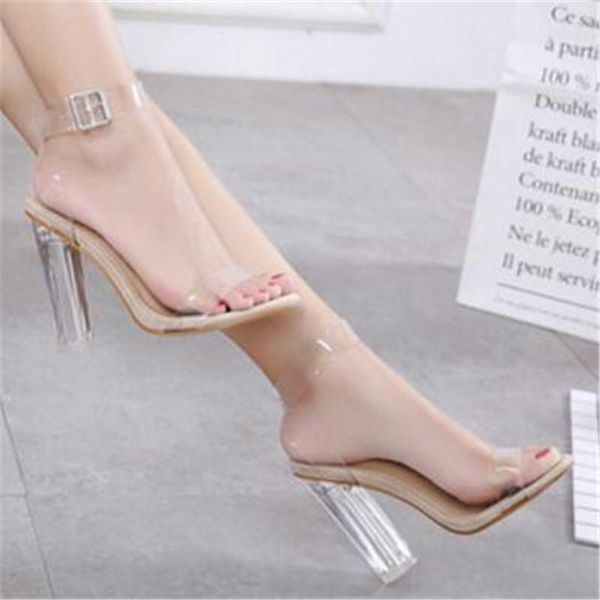

sandals women pu buckle strap 12cm thick heel high heels round toe shallow shoes sandalias mujer 2021 size 35-42 black