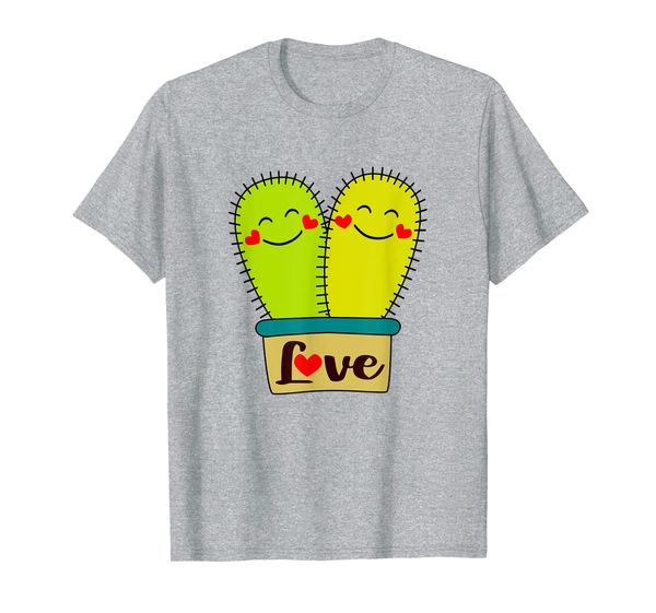 

two cactuses in love, funny adorable cactus t-shirt, White;black