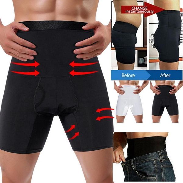 

waist support men body shaper trainer slimming high wasit control panties male modeling shapewear compression shorts strong underwear1, Black;gray