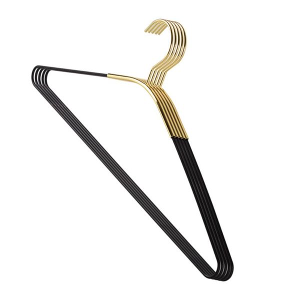 

5 pcs metal hangers multi-function drying racks for home cabinet (black golden)