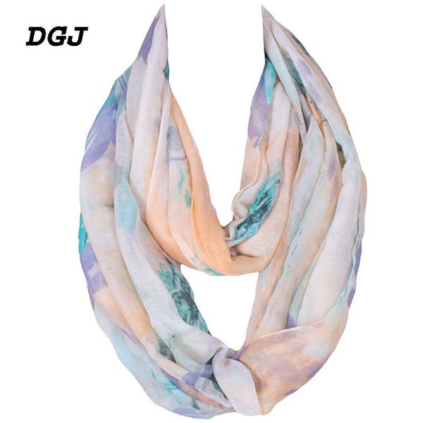 

scarves fashion lightweight infinity women scarf thin sheer flowers print polyester ring loop circle small soft 180*45cm, Blue;gray