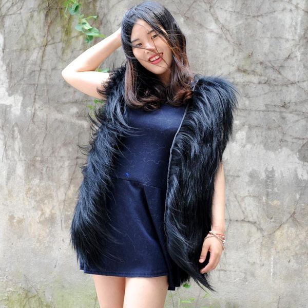 

women's vests cx-g-b-108 women genuine goat lamb fur vest brand famous design fashion female black, Black;white