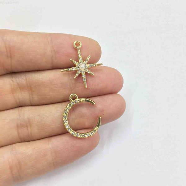 

eruifa moon and star gold plated zinc alloy charms pendant jewelry diy necklace bracelet earrings 2 colors, Red;brown