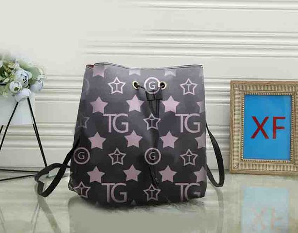 

zz women bucket bag string handbags totes fashion printing shoulder messenger bags portable drawstring 27x15x25cm