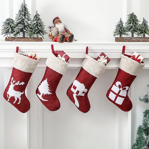 

christmas decorations stockings pendant cloth tree elk snowflake ornament print party home decoration gift bag