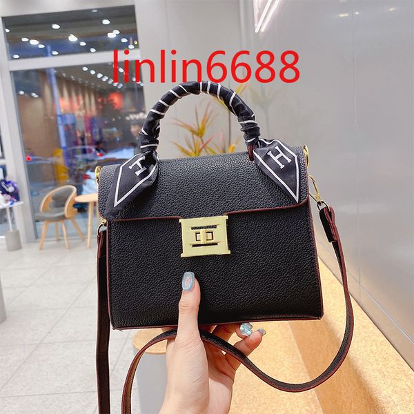

famous brand bag with letter foreign style silk scarf portable women's #5209 fashion single shoulder autumn simple texture messenger sm
