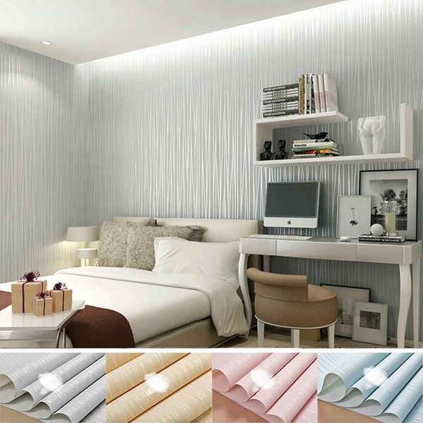 

wallpapers 3d self-adhesive wallpaper nonwoven flocking simple modern striped for walls bedroom living room background