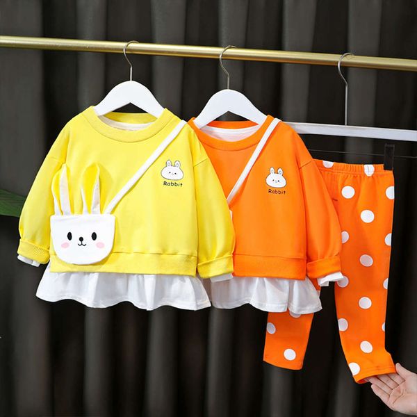 

girls spring dress two piece suit for children, White