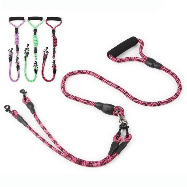 

dog collars & leashes durable training rope 2 heads leash comfortable double for small meidum large dogs pets accessories