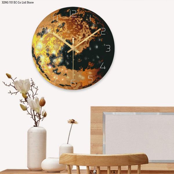 

starry sky tempered glass wall clock nordic creative clock bedroom living room home simple mute wall art decoration