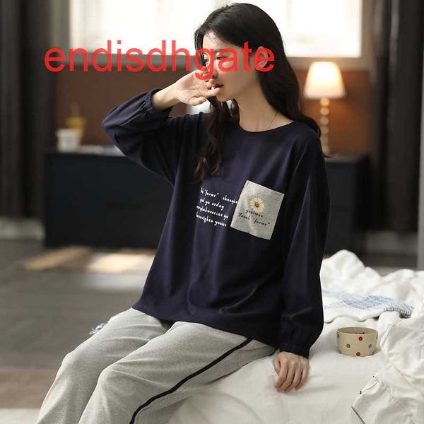 

cotton pajamas sleeve women long winter korean simple fashion home furnishing spring and autumn new set, Black;white