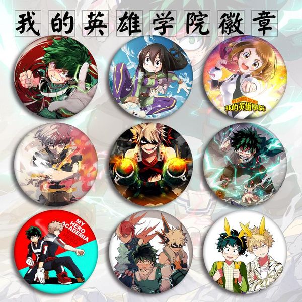 

pins, brooches my hero academia anime badges on a backpack midoriya izuku icons pins badge decoration metal for clothes, Gray