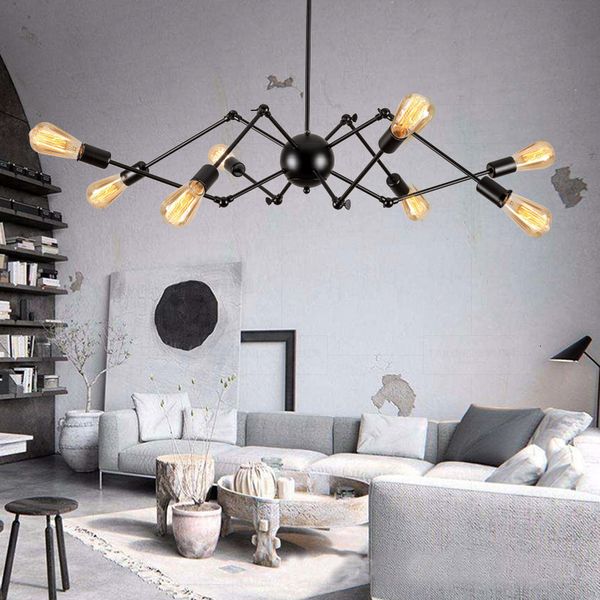 

2021 new nordic creative spider chandelier vintage rustic bar lamps dining room pendant lamp sputnik light home edison lighting fixtures bep