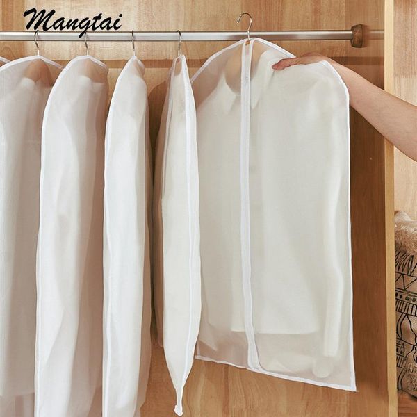 

storage boxes & bins 1 pc hanging dust cover clear suit bag moth proof garment bags breathable zipper for skirt clothes