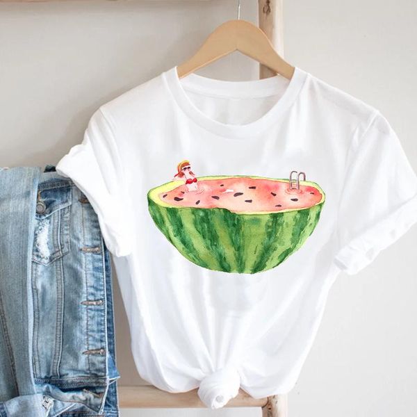 

women's t-shirt summer tee fashion cool watermelon graphic printed women tshirt ladies 90s girls casual short sleeve, White