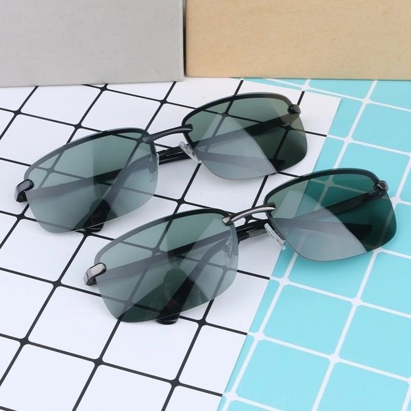 

men's polarized sunglasses, fashion trendy frameless sunglasse, comfortable spring temples, driver driving business glasses, White;black
