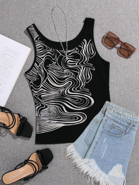 

graphic print tank p9dp#, White
